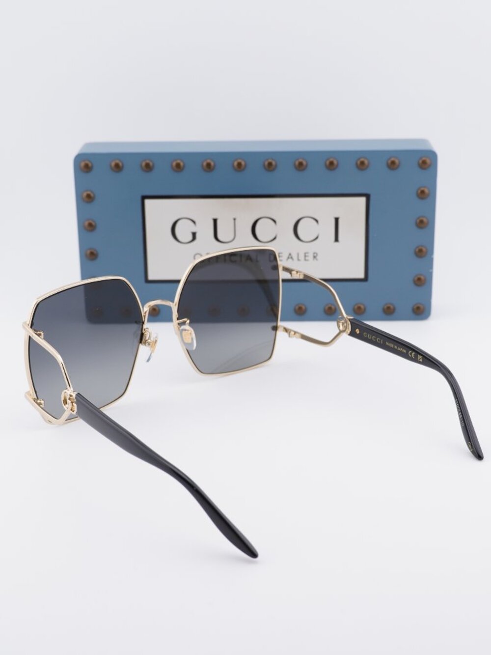 Gucci GG1564SA 001 Women Square Sunglasses - Endura Gold / Grey Gradient - Picture 12 of 13